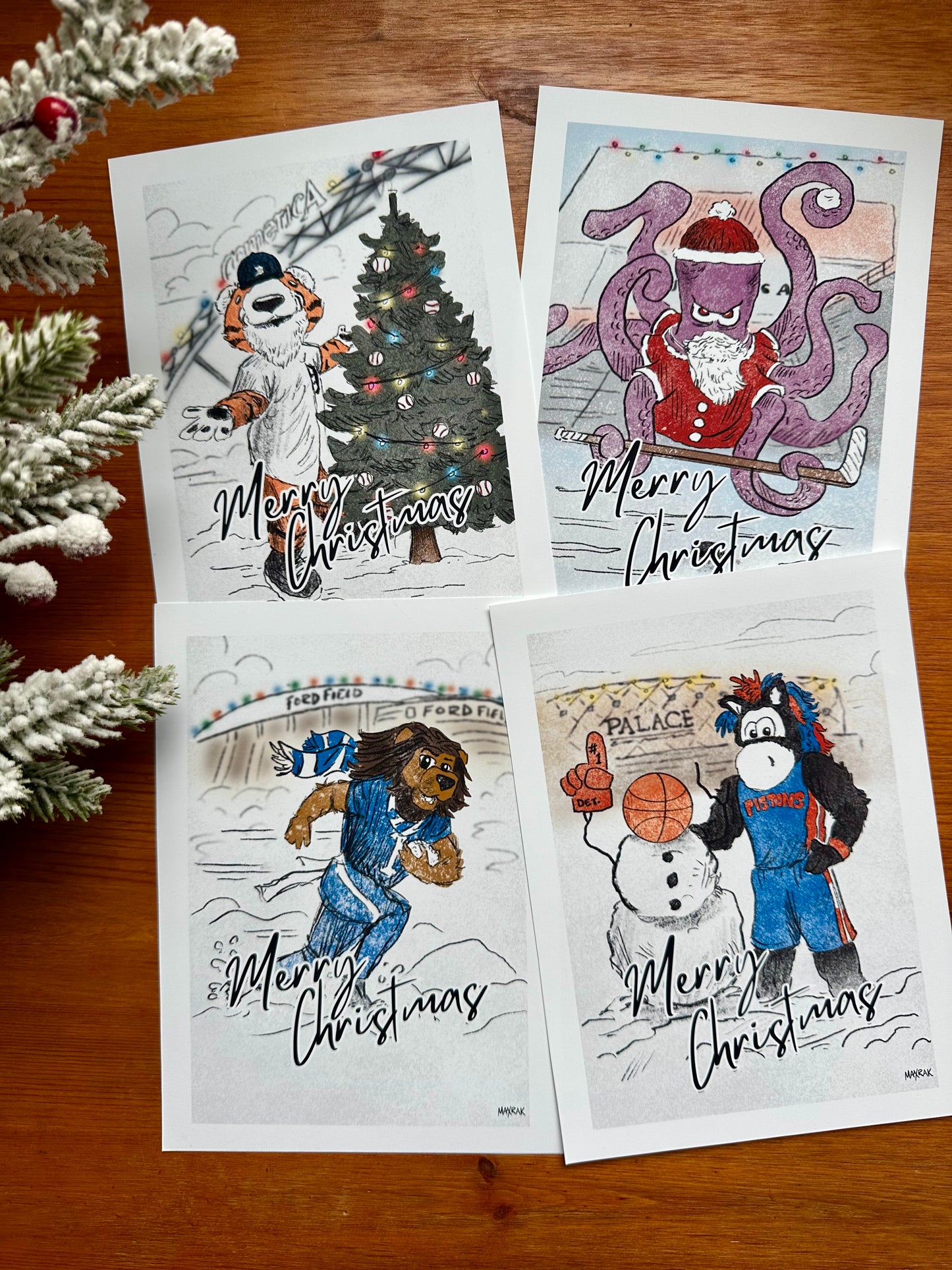 Michigan Mascot Christmas Cards